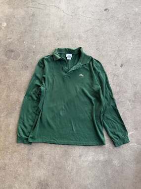 Lacoste Men's Vintage Classic Fit Long Sleeve Piqué Polo Shirt Green Size 5